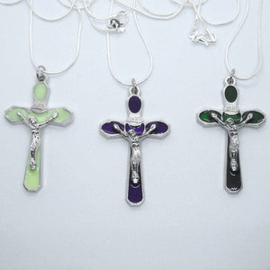 Kelly's Enamel Crucifix Necklace With Snake Chain