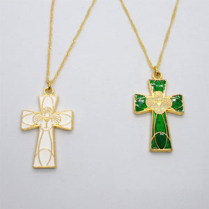 Kelly's Enameled Communion Cross Necklace