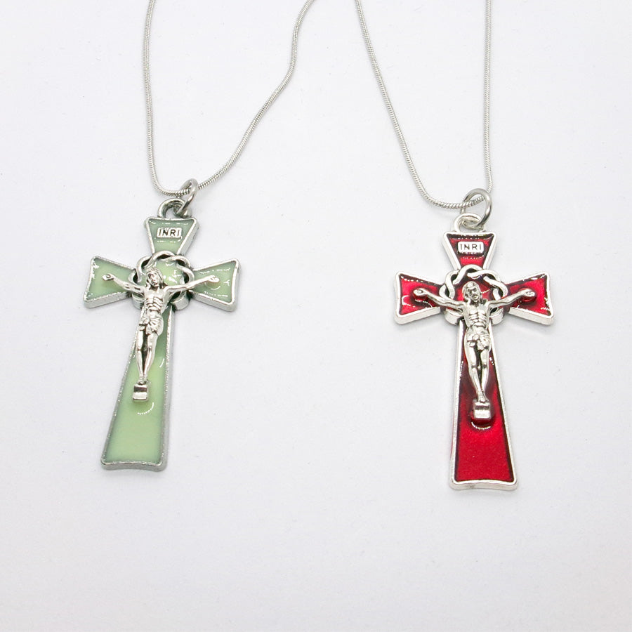 Kelly's Enameled Thorns Crucifix Necklace