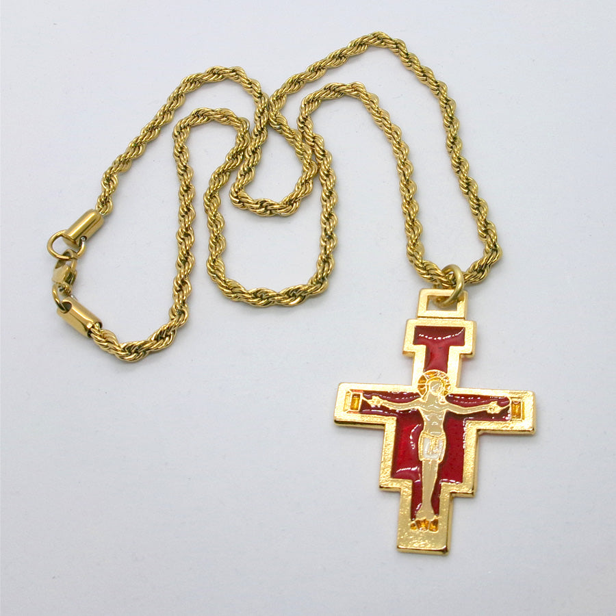 Kelly's Enameled San Damiano Crucifix Necklace