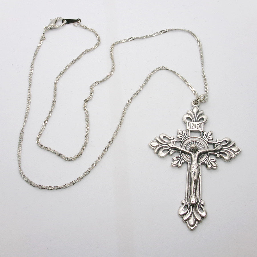 Kelly's Fleur-de-lis Filigree Crucifix Necklace