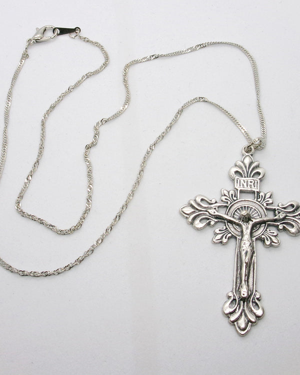 Kelly's Fleur-de-lis Filigree Crucifix Necklace