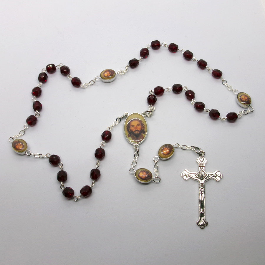 Kelly's Garnet Crystal "Face of Christ" Prayer Beads