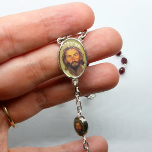 Kelly's Garnet Crystal "Face of Christ" Prayer Beads
