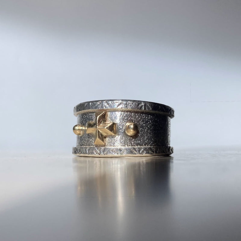 Kathy's Handcrafted Bordered Silver and Gold Cross Ring