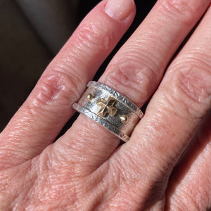 Kathy's Handcrafted Bordered Silver and Gold Cross Ring