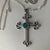 Kathy's Handcrafted Silver Cross Necklace with Opal Inlay