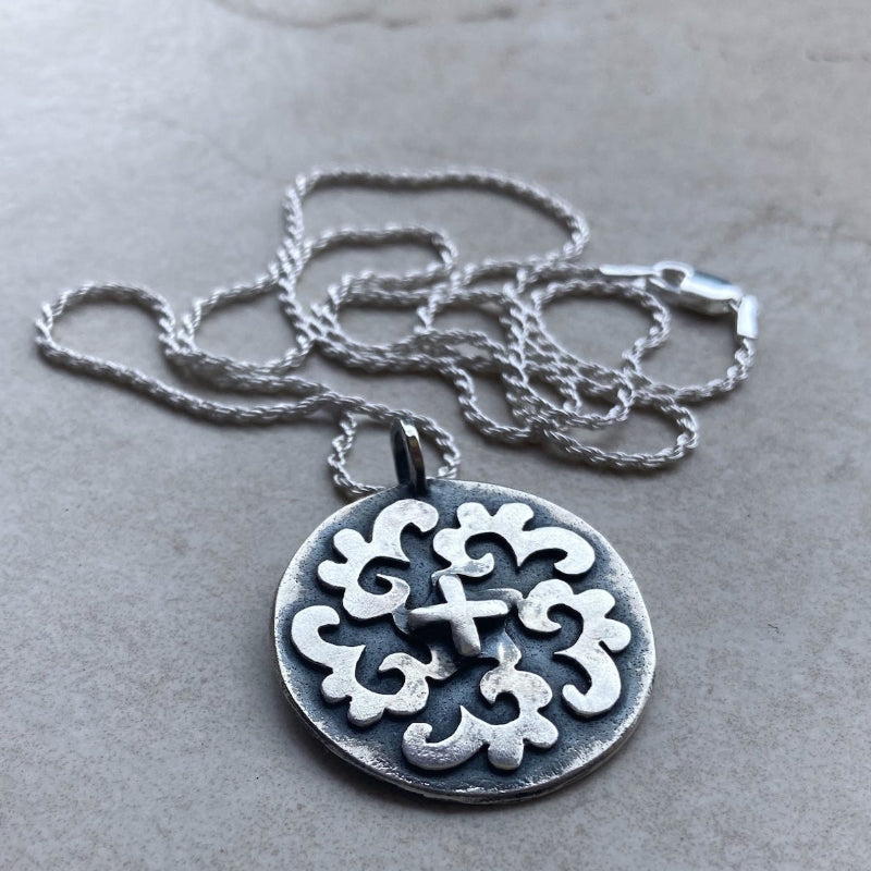 Kathy's Handcrafted Silver Cross Medallion Necklace