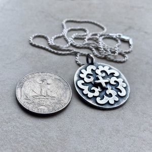 Kathy's Handcrafted Silver Cross Medallion Necklace