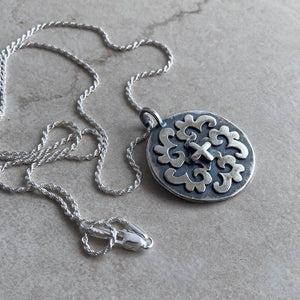 Kathy's Handcrafted Silver Cross Medallion Necklace