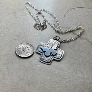 Kathy’s Handcrafted Silver Mourning Cross Pendant/Necklace