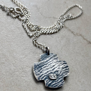 Kathy’s Handcrafted Stenciled Silver Cross Necklace