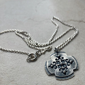 Kathy’s Handcrafted Stenciled Silver Cross Necklace