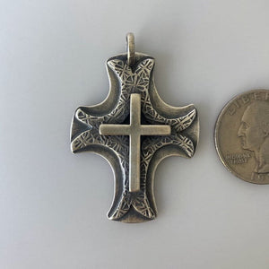 Kathy's Handcrafted Large Silver Cross Pendant