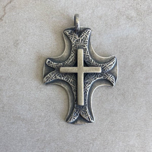 Kathy's Handcrafted Large Silver Cross Pendant