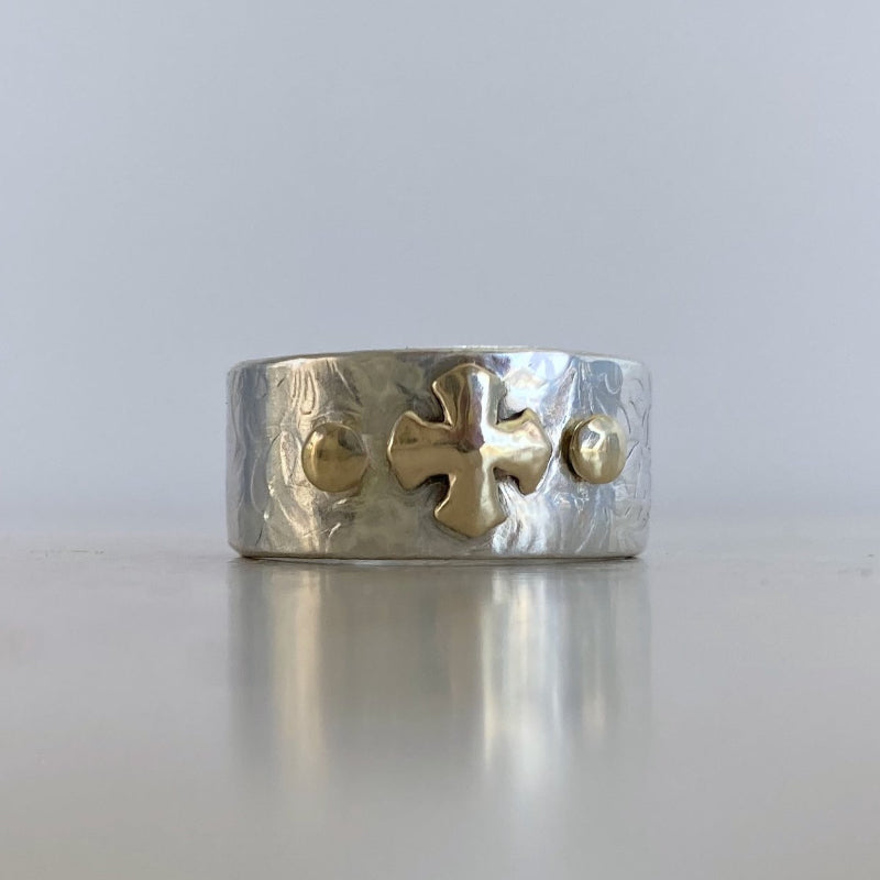Kathy's Handcrafted Silver and Gold Cross Ring