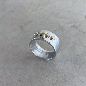 Kathy's Handcrafted Silver and Gold Cross Ring