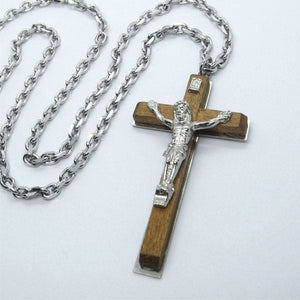 Kelly's Large Wood Crucifix Necklace