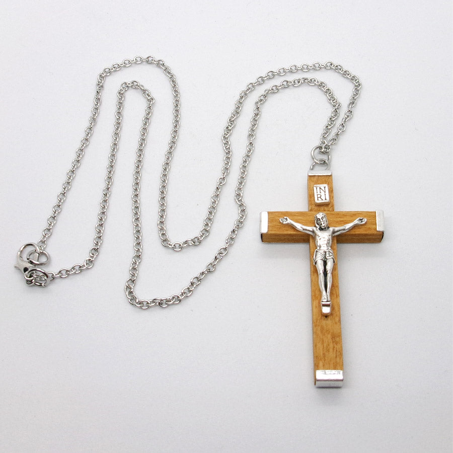 Kelly's Midtone Wood Crucifix Necklace - Ad Crucem
