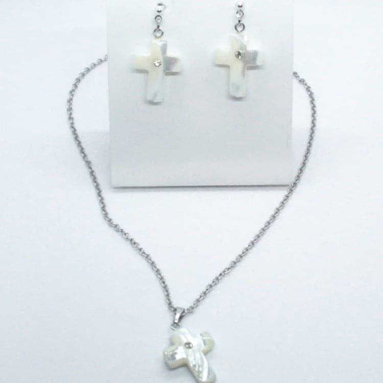 Kelly's Mother-of-Pearl Cross Jewelry Set