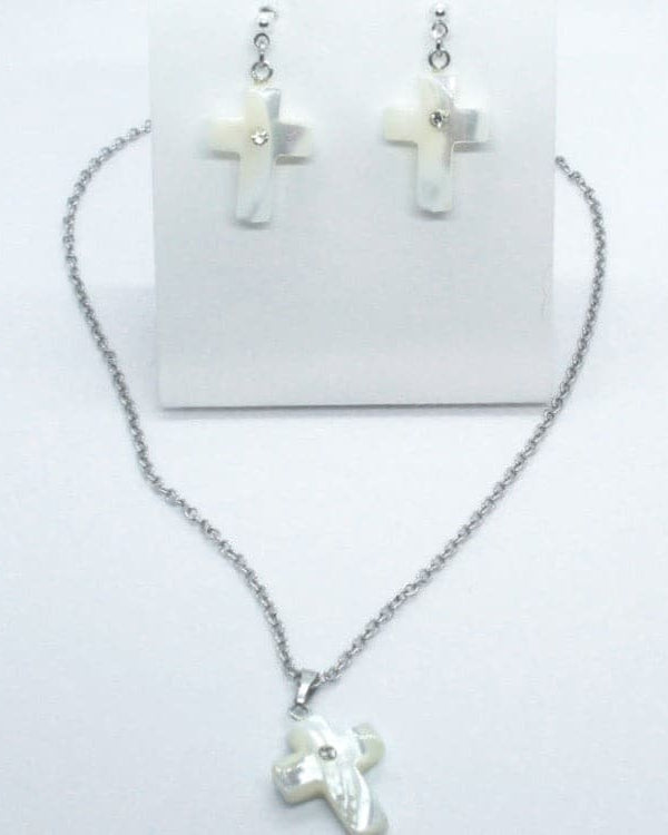 Kelly's Mother-of-Pearl Cross Jewelry Set