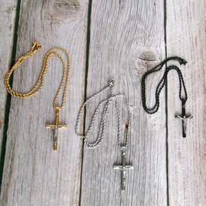 Kelly's Multi-Tone Rope Chain Crucifix Necklace