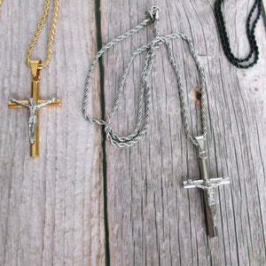 Kelly's Multi-Tone Rope Chain Crucifix Necklace