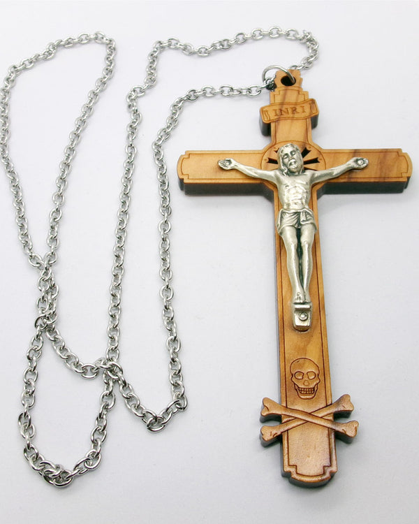 Kelly's Olive Wood Pectoral Crucifix Necklace