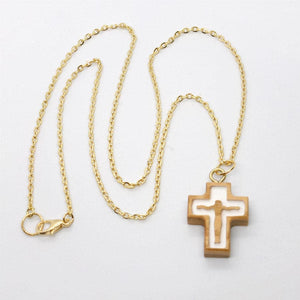 Kelly's Olive Wood Silhouette Crucifix Necklace