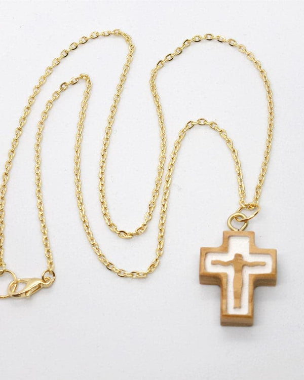 Kelly's Olive Wood Silhouette Crucifix Necklace