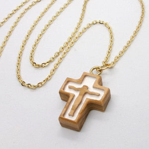 Kelly's Olive Wood Silhouette Crucifix Necklace