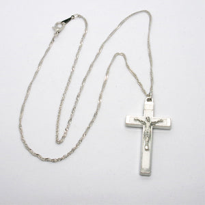 Kelly's Plain White Enameled Crucifix Necklace