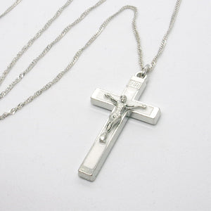 Kelly's Plain White Enameled Crucifix Necklace