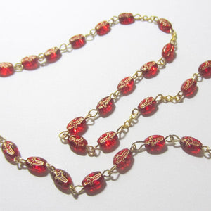 Kelly's Red and Gold Tone Prayer Beads