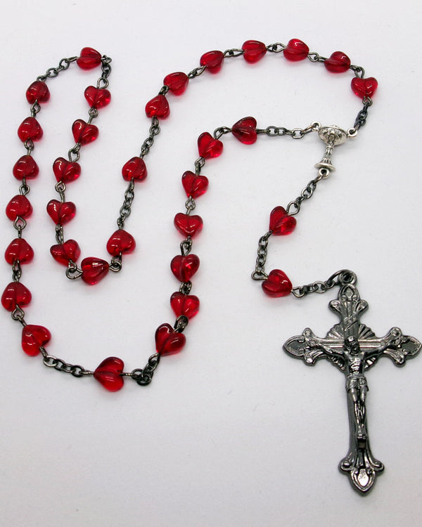 Kelly's Red Heart Gunmetal Prayer Beads