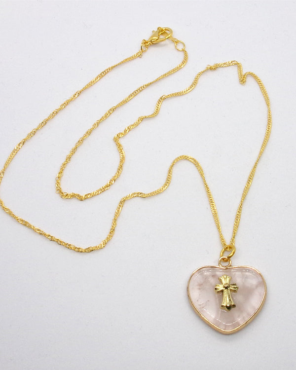 Kelly's Rose Quartz Heart Necklace