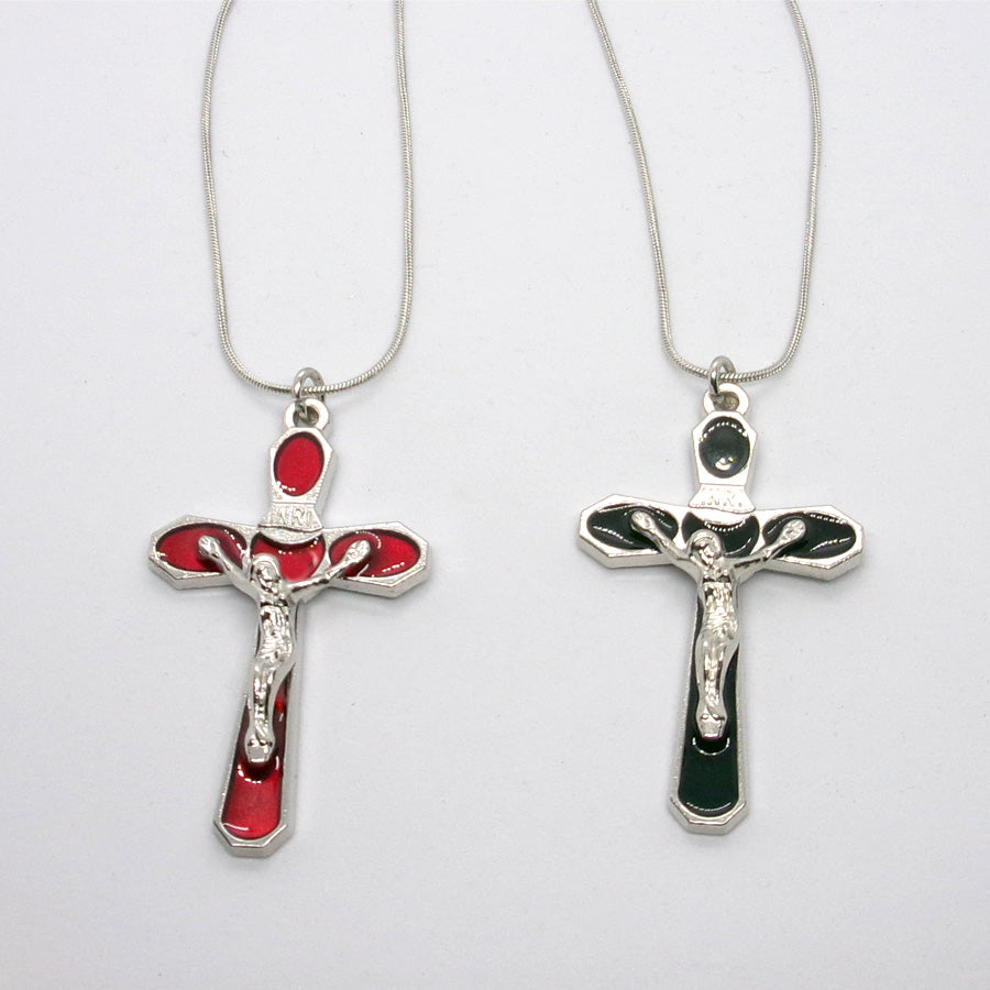 Kelly's Rounded Enameled Crucifix Necklace