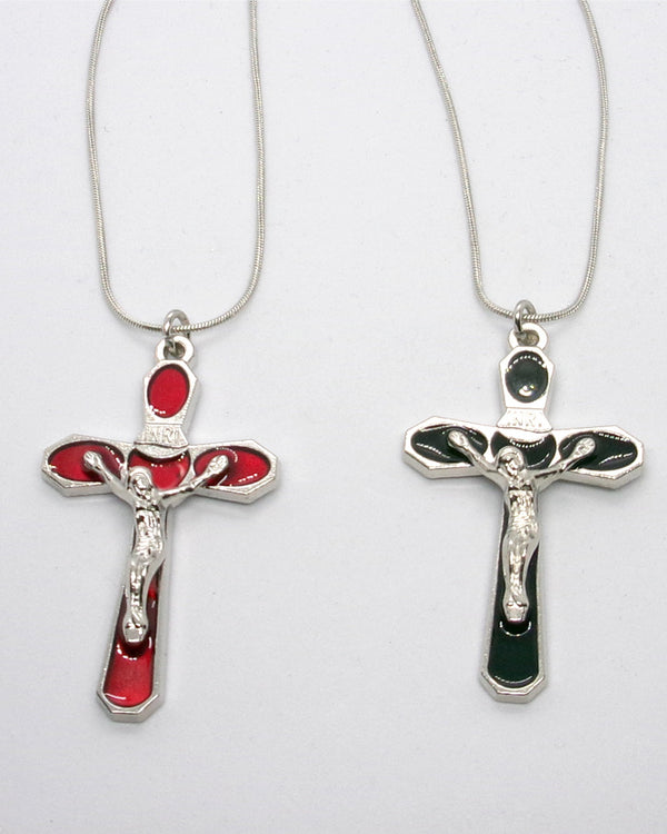 Kelly's Rounded Enameled Crucifix Necklace