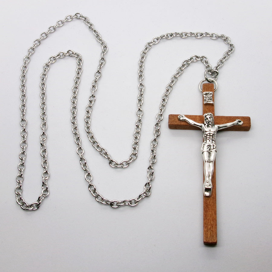 Kelly's Simple Large Wood Crucifix Necklace