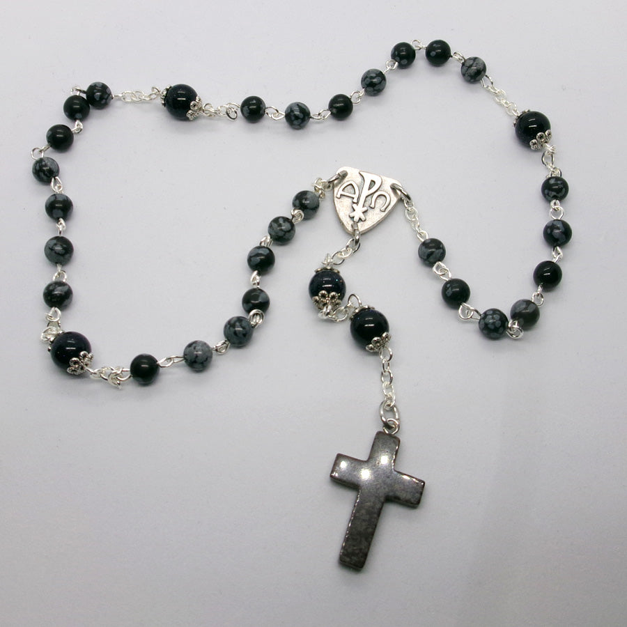 Kelly's Snowflake Obsidian Prayer Beads