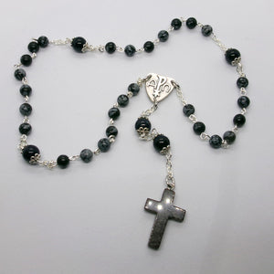 Kelly's Snowflake Obsidian Prayer Beads