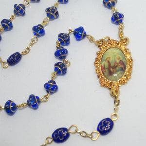 Kelly's Blue / Gold Trinity Prayer Beads