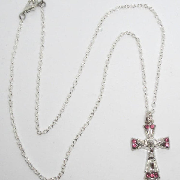 Kelly's Pink Rhinestone Crucifix - Ad Crucem