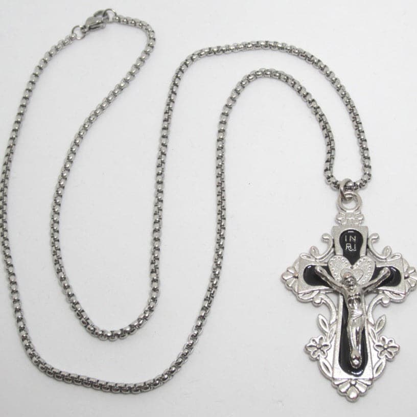 Kelly's Black Enamel Dimpled Crucifix