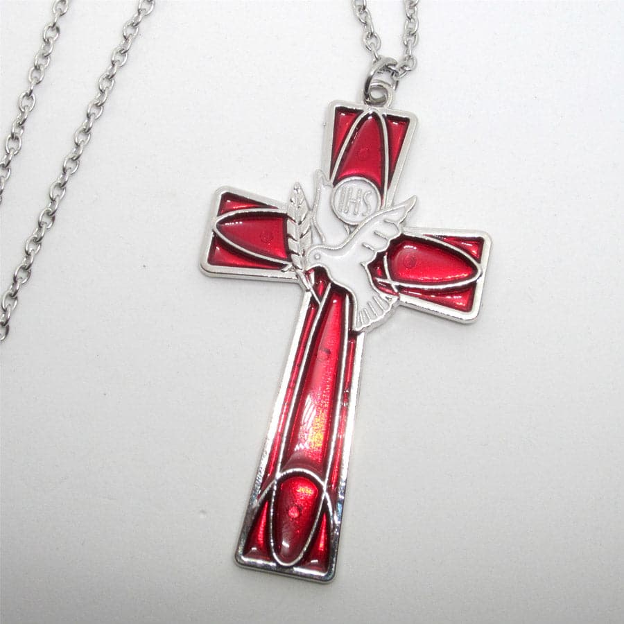 Red white and blue cross necklace sales
