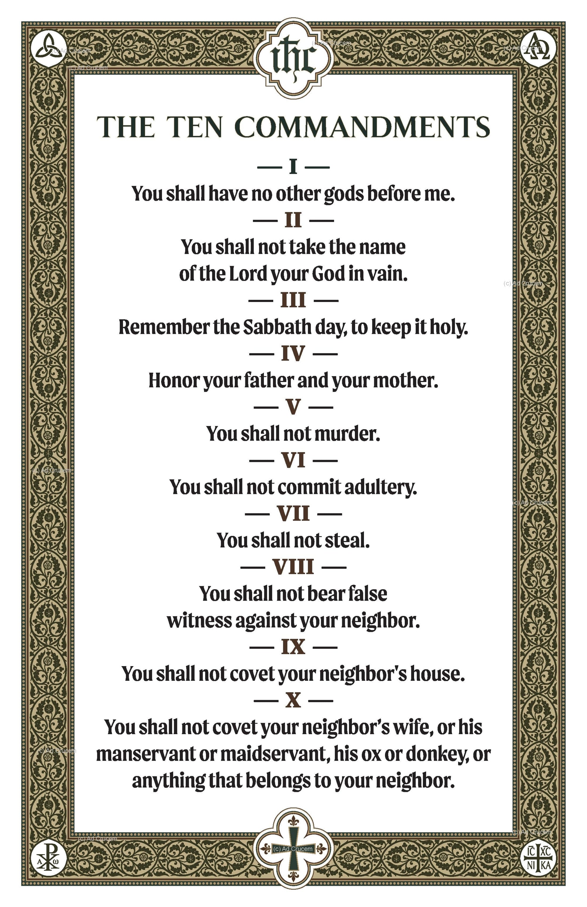 Ad Crucem Ten Commandments Poster