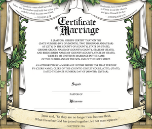 Wolfson Marriage Certificate (unlimited Printing) - Recipient