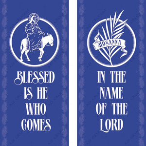 Ad Crucem Advent Blessed is He Banners in Blue - Set of Two