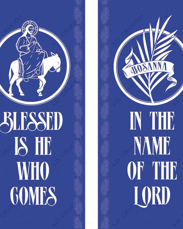 Ad Crucem Advent Blessed is He Banners in Blue - Set of Two