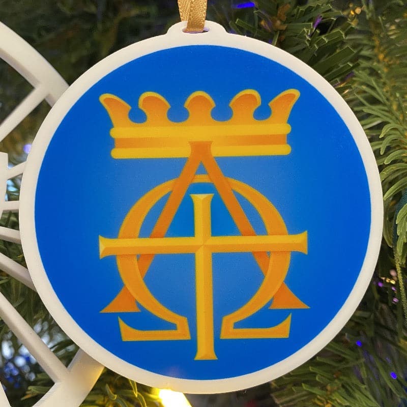 Ad Crucem Color Alpha Omega Crown Ornament
